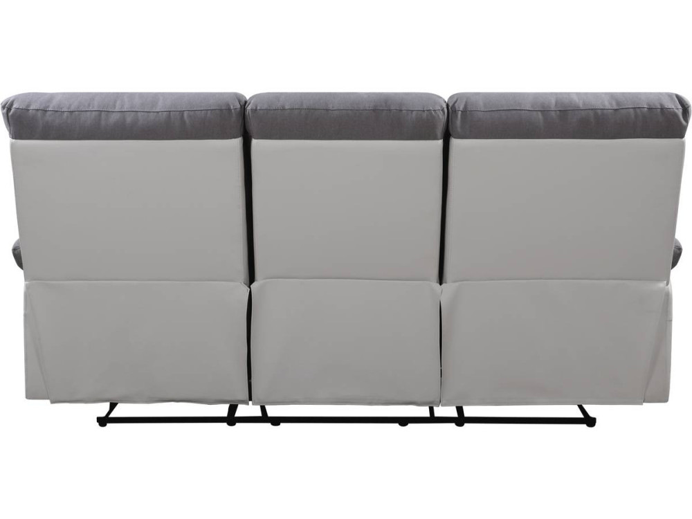 Relaxfauteuil relaxstoel verstelbaar bank "Lincoln" - 197 x 89 x 103 cm - 3 zits - Wit / Lichtgrijs