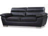 Bank gereconstrueerd leer en pvc meubel bankstel "Dallas" - 210 X 88 X 90 cm - 3 zits - Zwart