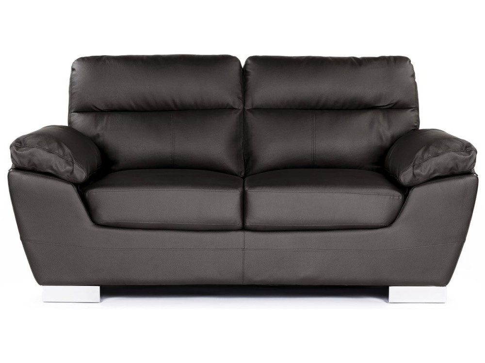 Bank gereconstrueerd leer en pvc meubel bankstel "Dallas" - 169 x 88 x 90 cm - 2 zits - Chocolade bruin