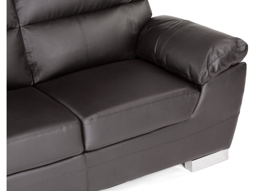 Bank gereconstrueerd leer en pvc meubel bankstel "Dallas" - 169 x 88 x 90 cm - 2 zits - Chocolade bruin