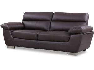 Bank gereconstrueerd leer en pvc meubel bankstel "Dallas" - 210 x 88 x 90 cm - 3 zits - Chocolade bruin