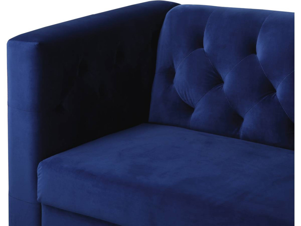 Zitbank bankstel velours "Bruce" - 196 x 76 x 82 cm - 3 zits - Blauw Donkerblauw