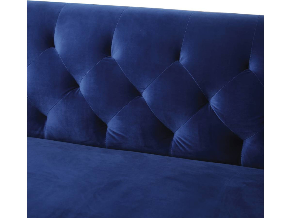 Zitbank bankstel velours "Bruce" - 196 x 76 x 82 cm - 3 zits - Blauw Donkerblauw