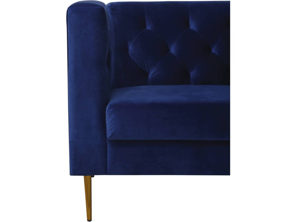 Zitbank bankstel velours "Bruce" - 196 x 76 x 82 cm - 3 zits - Blauw Donkerblauw