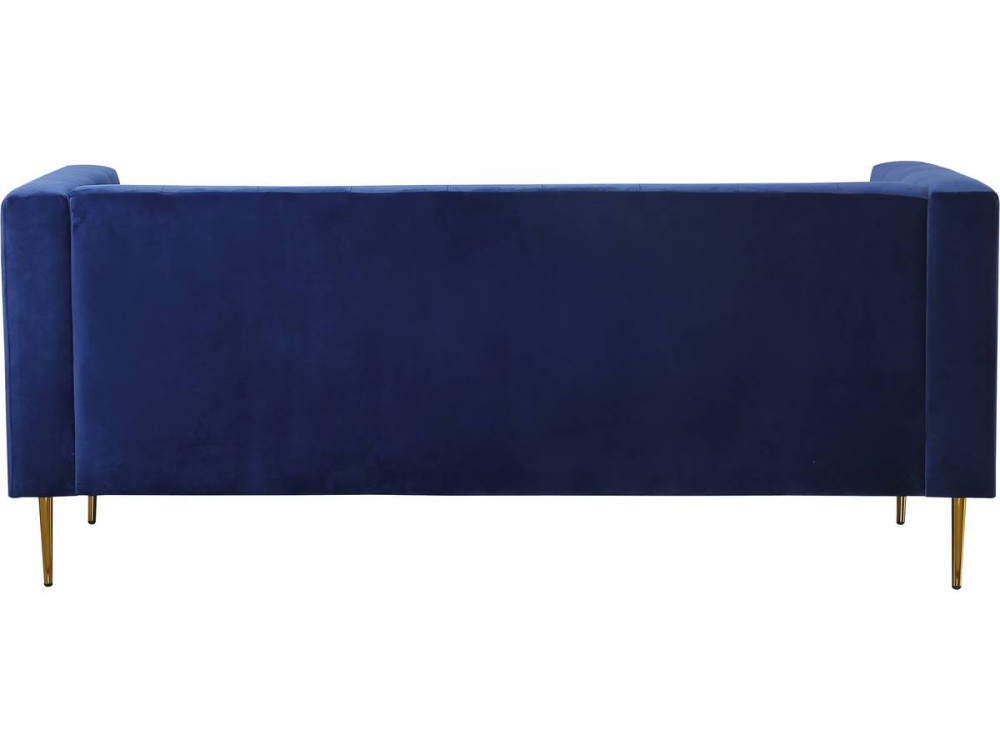 Zitbank bankstel velours "Bruce" - 196 x 76 x 82 cm - 3 zits - Blauw Donkerblauw