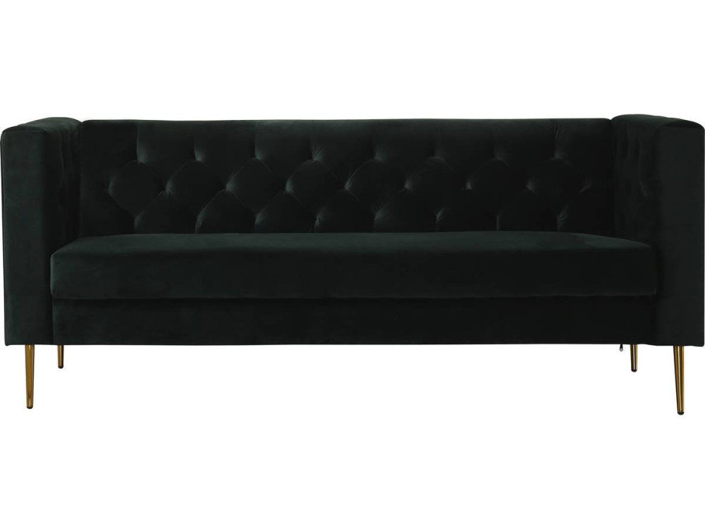 Zitbank bankstel velours "Bruce" - 196 x 76 x 82 cm - 3 zits - Groen Donkergroen