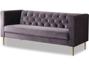 Zitbank bankstel velours "Bruce" - 196 x 76 x 82 cm - 3 zits - Grijs