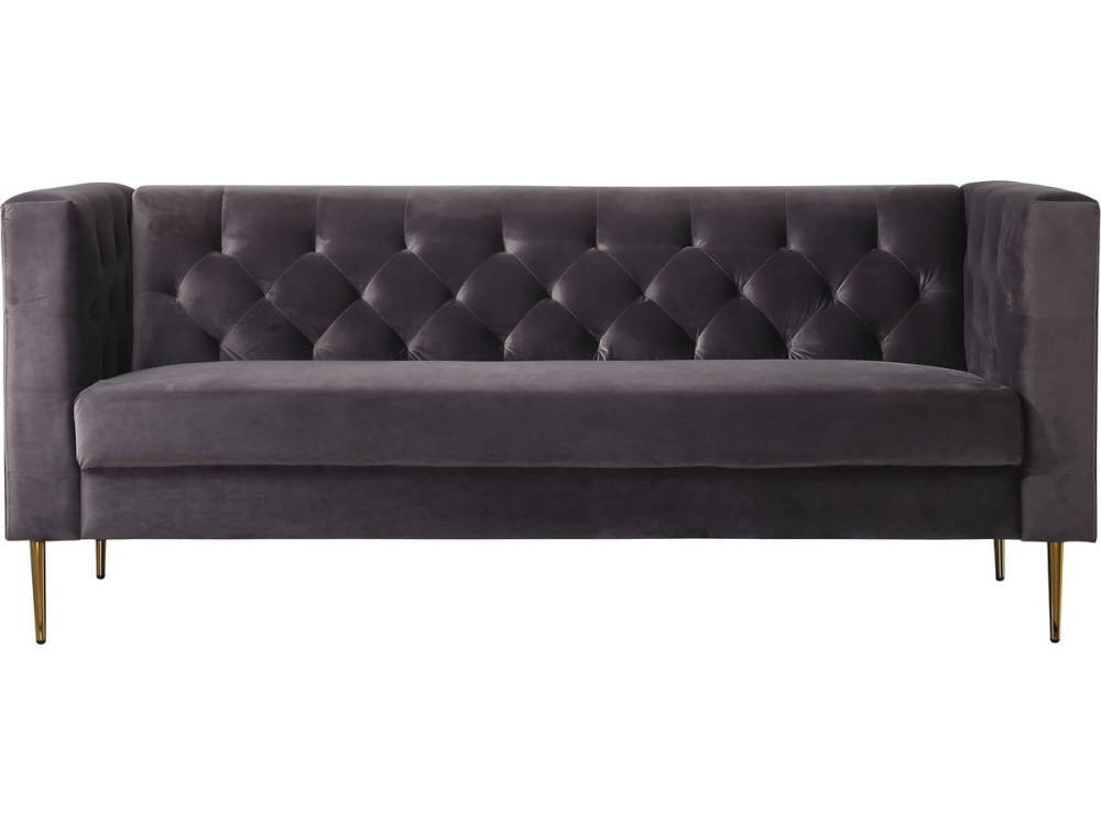 Zitbank bankstel velours "Bruce" - 196 x 76 x 82 cm - 3 zits - Grijs