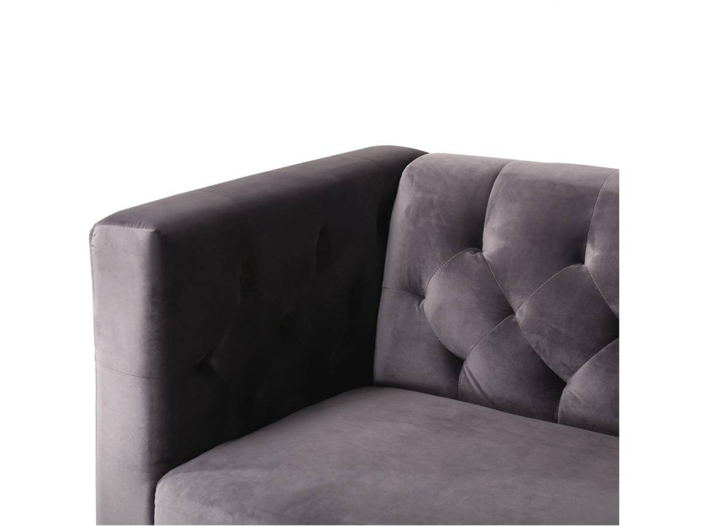 Zitbank bankstel velours "Bruce" - 196 x 76 x 82 cm - 3 zits - Grijs