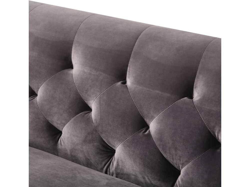 Zitbank bankstel velours "Bruce" - 196 x 76 x 82 cm - 3 zits - Grijs