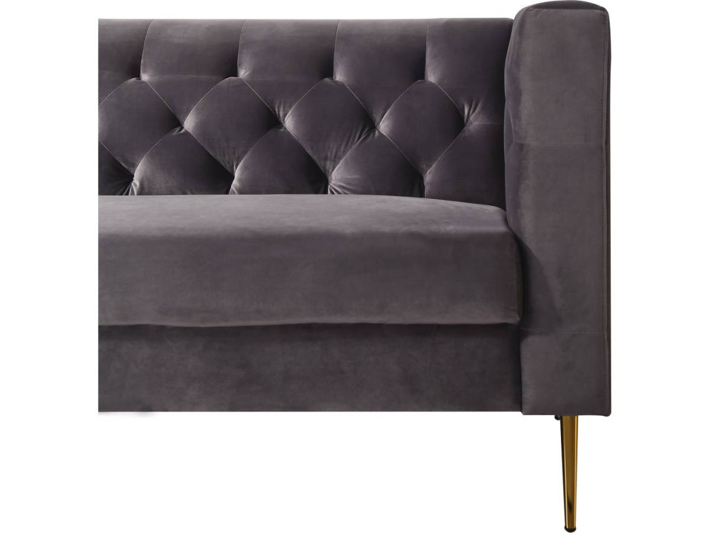 Zitbank bankstel velours "Bruce" - 196 x 76 x 82 cm - 3 zits - Grijs