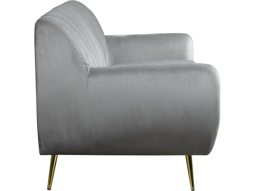 Vaste fluwelen bank "Evans" - 195 x 84 x 82 cm - 3 zitplaatsen - Grijs