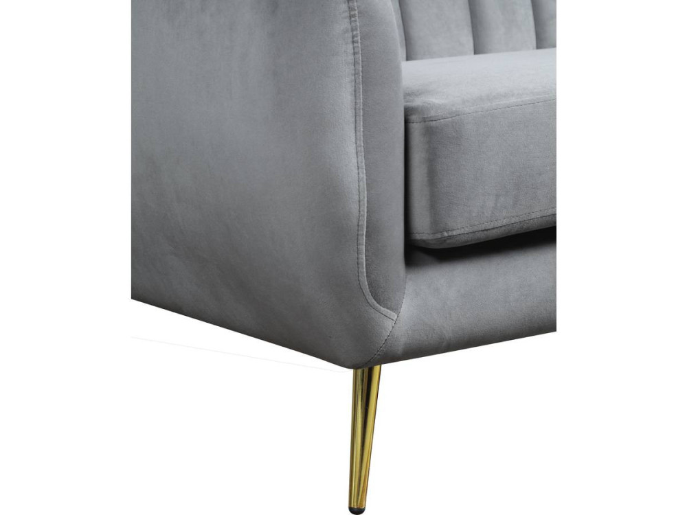 Vaste fluwelen bank "Evans" - 195 x 84 x 82 cm - 3 zitplaatsen - Grijs