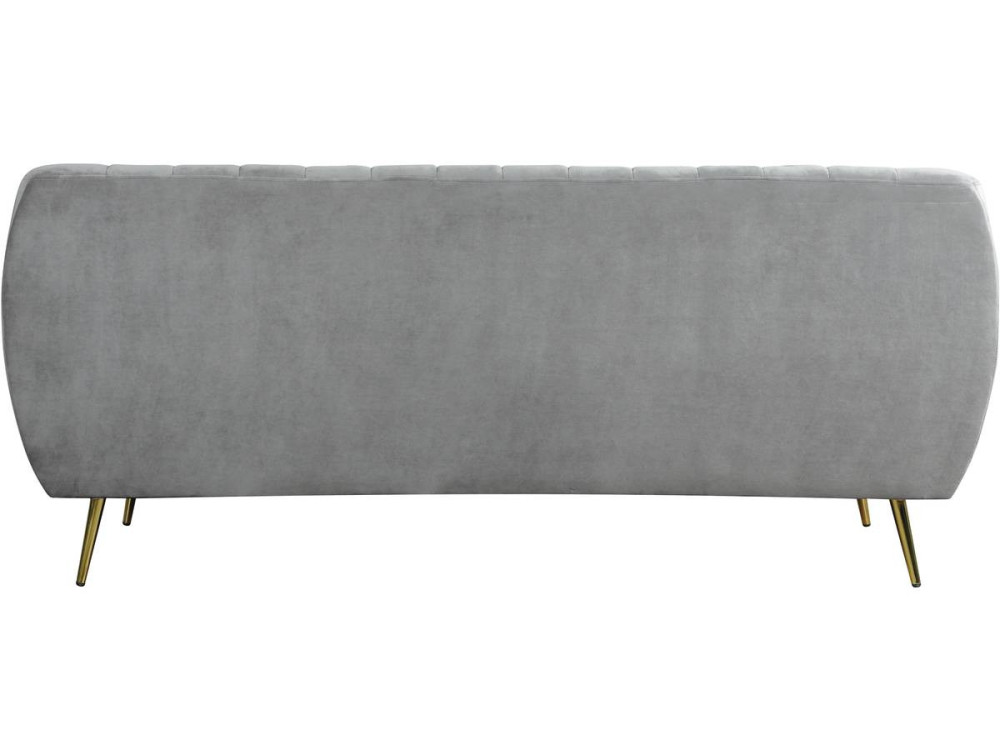 Vaste fluwelen bank "Evans" - 195 x 84 x 82 cm - 3 zitplaatsen - Grijs