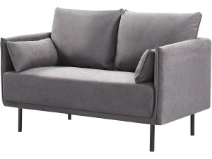Bank bankstel meubel stof "Rudy" - 132 x 78 x 88 cm - 2 zits - Grijs Donkergrijs