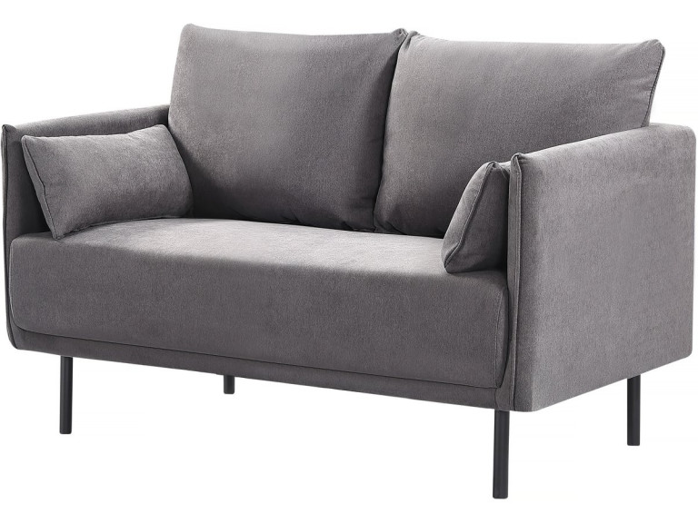 Bank bankstel meubel stof "Rudy" - 132 x 78 x 88 cm - 2 zits - Grijs Donkergrijs