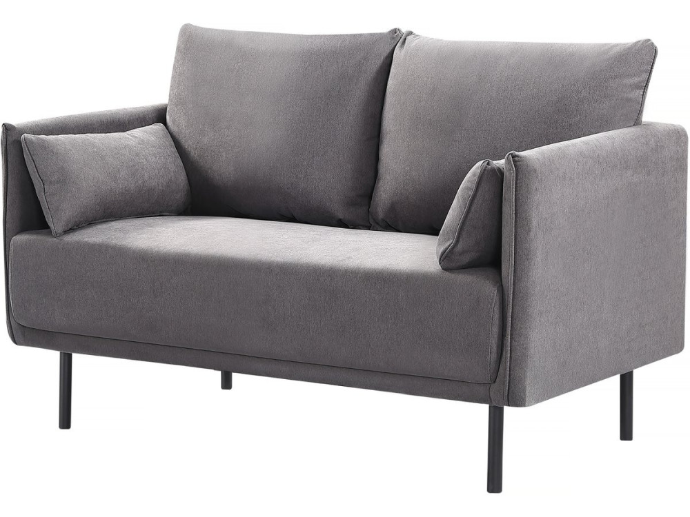 Bank bankstel meubel stof "Rudy" - 132 x 78 x 88 cm - 2 zits - Grijs Donkergrijs