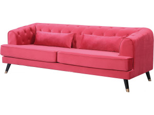 Bank bankstel meubel velours fluweel "Gloria" - 216 x 86 x 76 cm - 3 zits - Rood