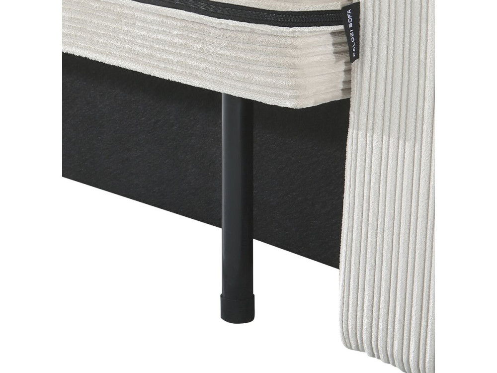 Bank 3 zits slaapbank meubel opbergruimte ribfluweel velours "Montaigne" - Beige - lichtbruin