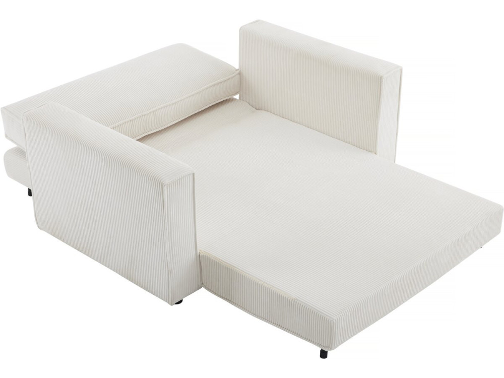Bank slaapbank meubel opbergruimte ribfluweel velours "Grenelle" - 2 zits - Beige - lichtbruin
