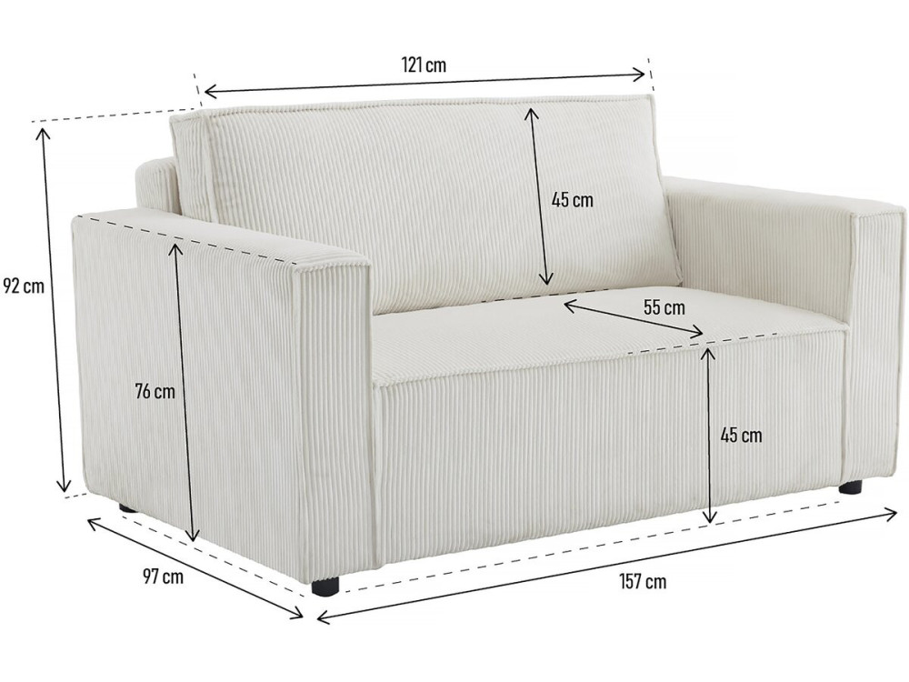 Bank slaapbank meubel opbergruimte ribfluweel velours "Grenelle" - 2 zits - Beige - lichtbruin