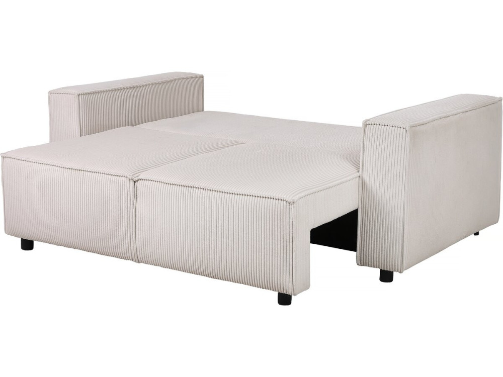Bank slaapbank meubel opbergruimte ribfluweel velours "Montaigne S" - 3 zits - Beige - lichtbruin