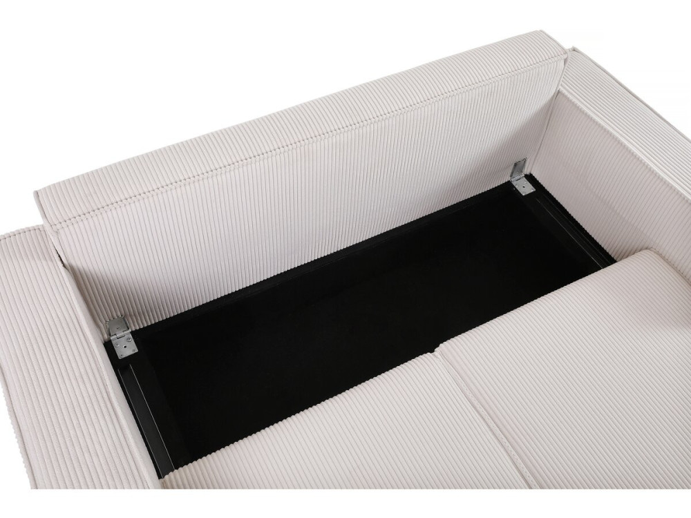 Bank slaapbank meubel opbergruimte ribfluweel velours "Montaigne S" - 3 zits - Beige - lichtbruin