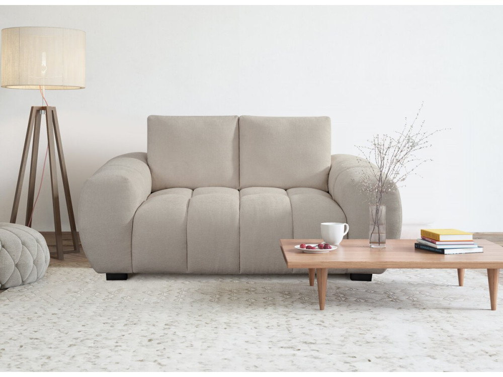 Bank bankstel chenille stoffen meubel "Cambon" - 2 zits - Beige - lichtbruin