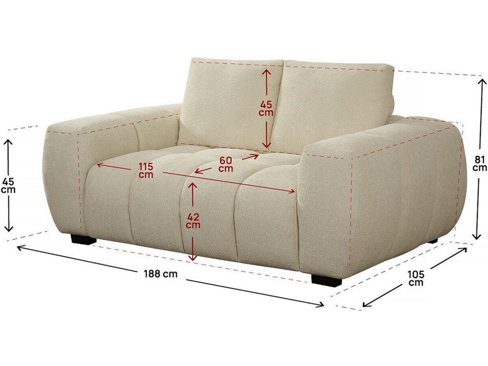 Bank bankstel chenille stoffen meubel "Cambon" - 2 zits - Beige - lichtbruin