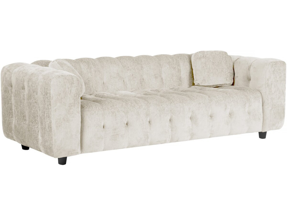 Rechte zitbank "Vendome" in chenillestof - 3 zitplaatsen - Beige