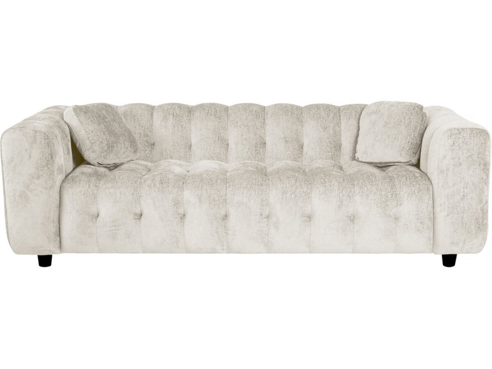 Rechte zitbank "Vendome" in chenillestof - 3 zitplaatsen - Beige