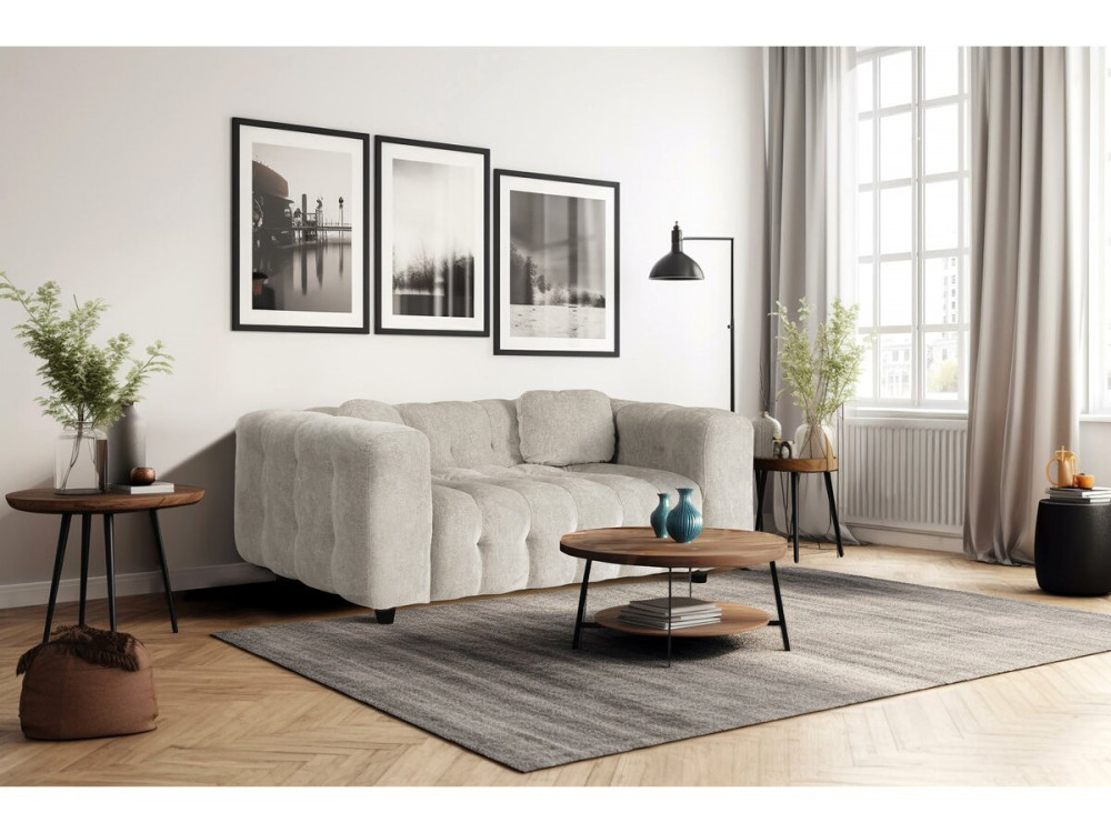 Rechte zitbank in chenille stof "Vendome" - 2 zitplaatsen - Beige