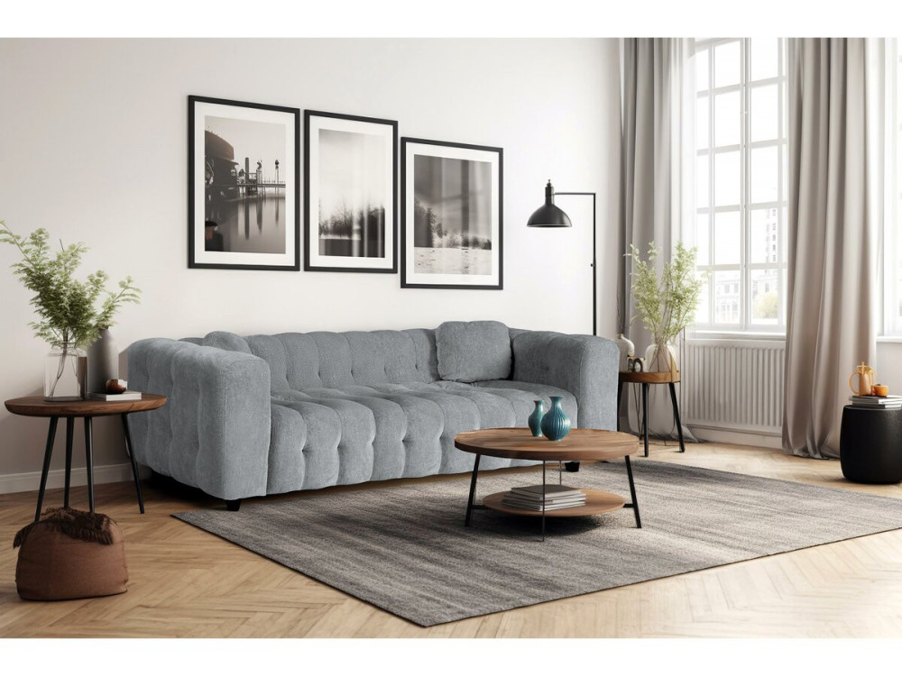 "Vendome" chenille stoffen rechte bank - 3-zits - Grijs