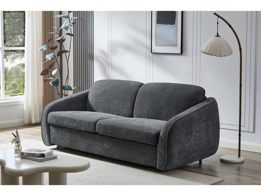 "Laurie" express slaapbank in structuurstof - 140 cm bed - 3 plaatsen - Grijs