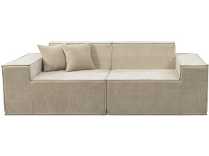 Modulaire rechte bank in structuurstof "Lusso" - 3-zits - Beige