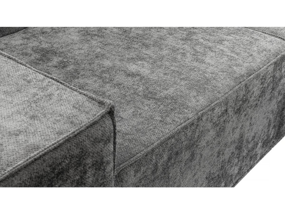 Modulaire rechte bank met voetenbank in structuurstof "Lusso" - 3-zits - Grijs