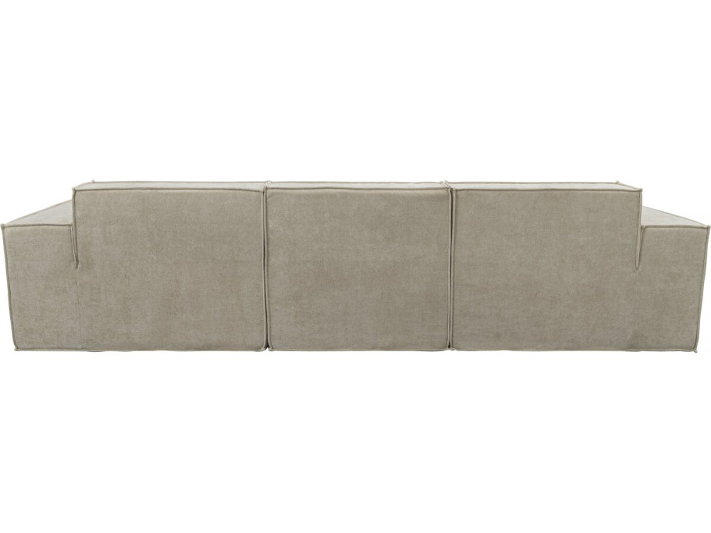 Modulaire rechte bank met voetenbank in structuurstof "Lusso" - 4-zits - Beige