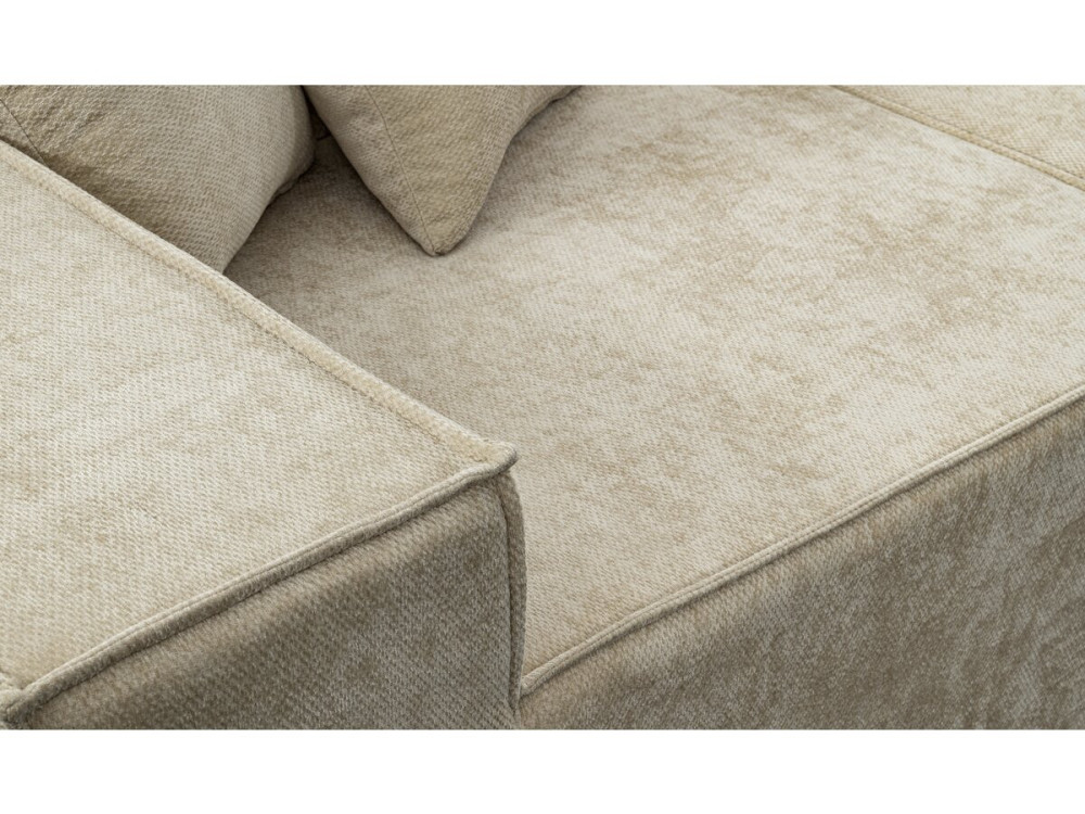 Modulaire rechte bank met voetenbank in structuurstof "Lusso" - 4-zits - Beige