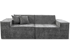 Modulaire rechte bank in structuurstof "Lusso" - 3-zits - Grijs
