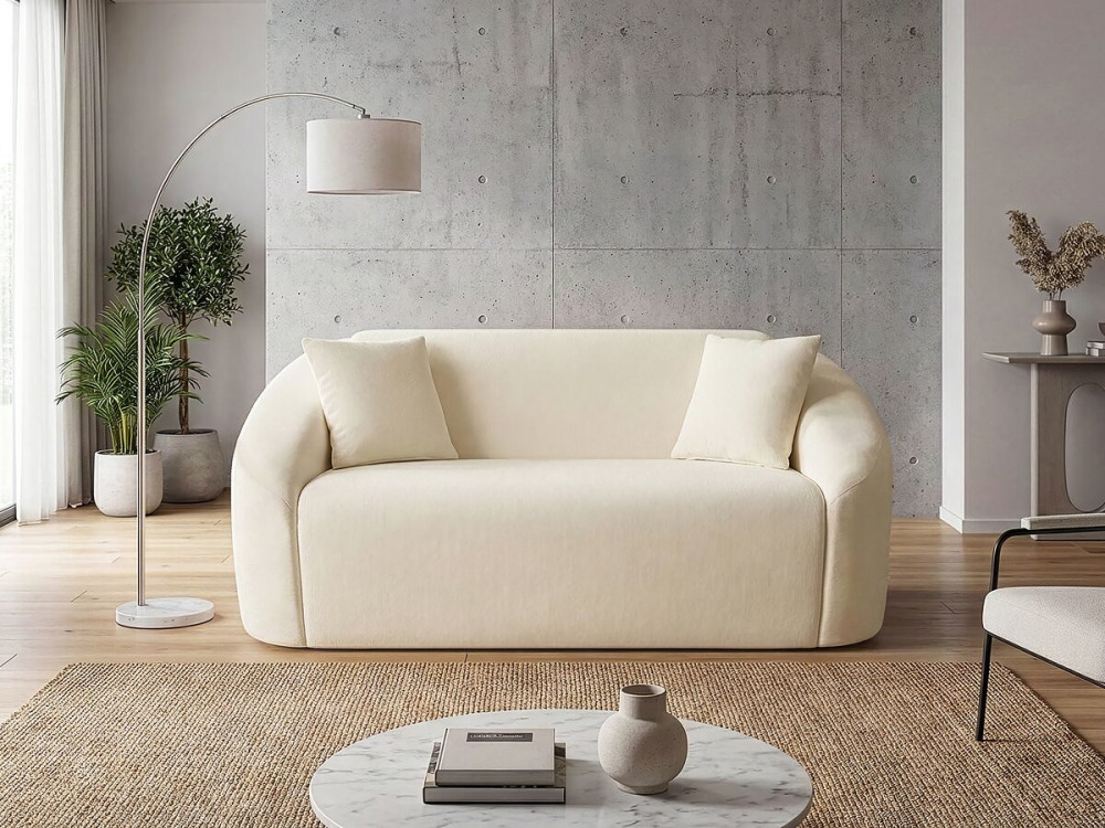 Stoffen rechte vaste bank "Ondine" - 2 zits - Beige