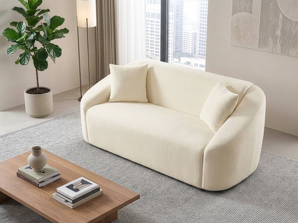 Stoffen rechte vaste bank "Ondine" - 2 zits - Beige