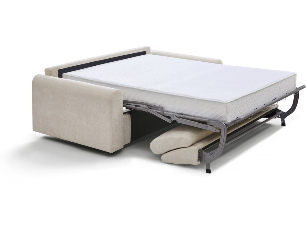 Slaapbank "Isadora" - Matras 18 cm - Beddengoed 140 cm - 3 zits - Beige