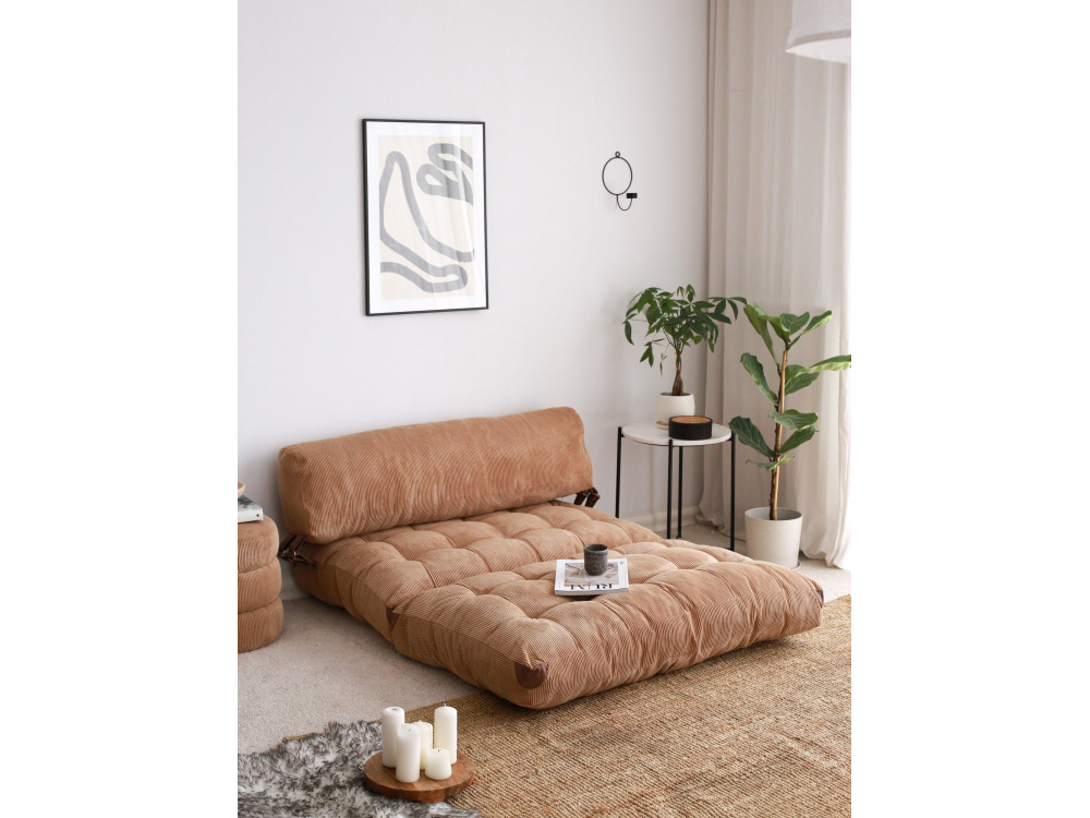 Fold" 2 zits stoffen slaapbank - 120 x 75 x 79 cm - Bruin