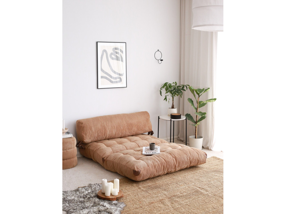 Fold" 2 zits stoffen slaapbank - 120 x 75 x 79 cm - Bruin