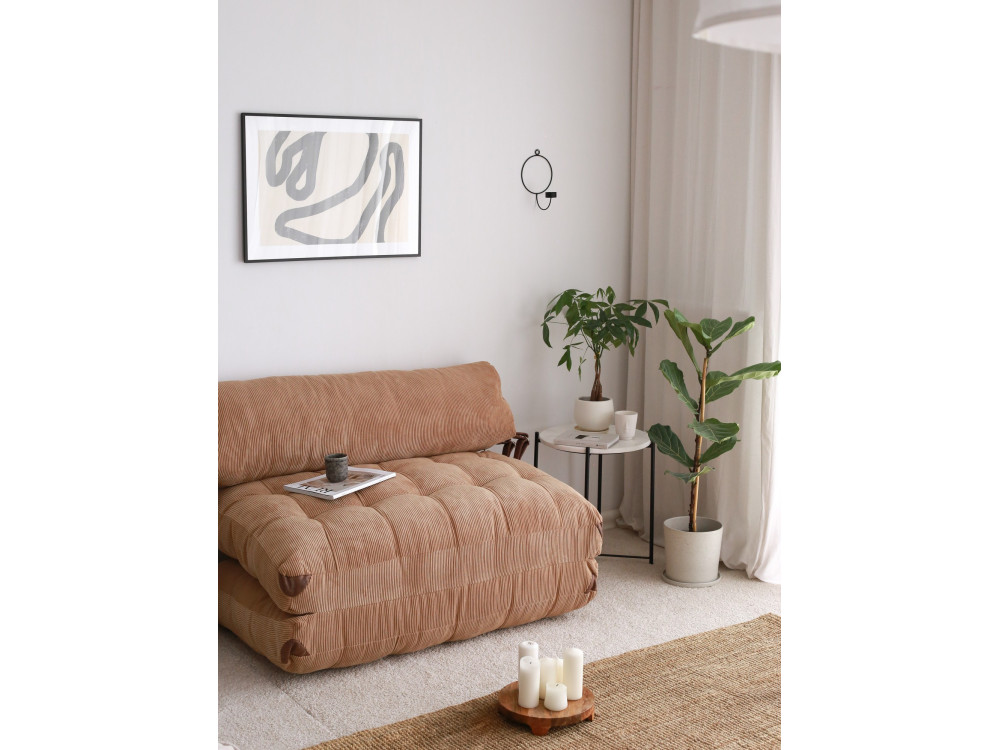Fold" 2 zits stoffen slaapbank - 120 x 75 x 79 cm - Bruin