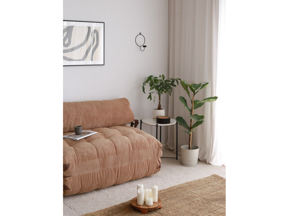 Fold" 2 zits stoffen slaapbank - 120 x 75 x 79 cm - Bruin