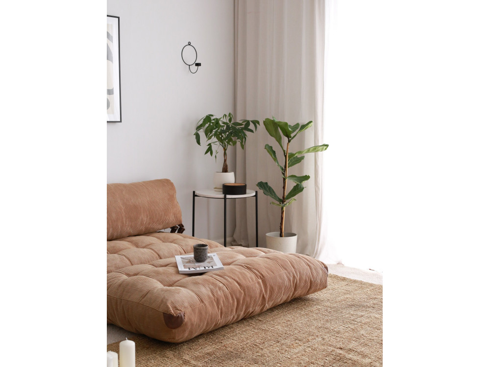 Fold" 2 zits stoffen slaapbank - 120 x 75 x 79 cm - Bruin