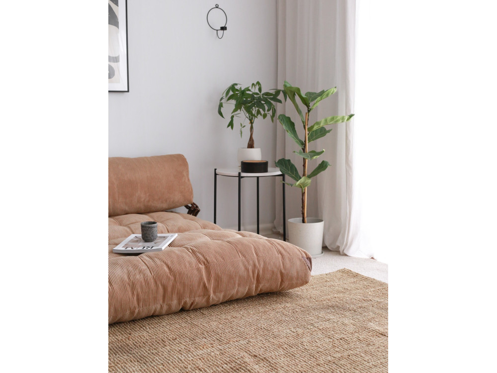 Fold" 2 zits stoffen slaapbank - 120 x 75 x 79 cm - Bruin