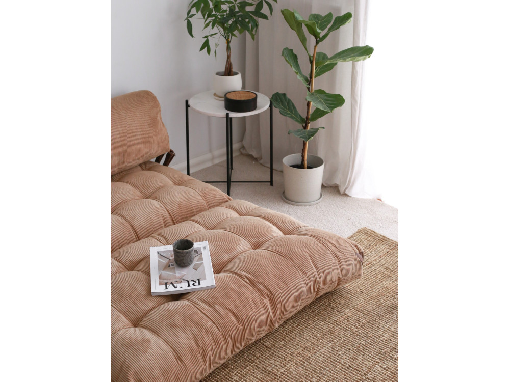 Fold" 2 zits stoffen slaapbank - 120 x 75 x 79 cm - Bruin