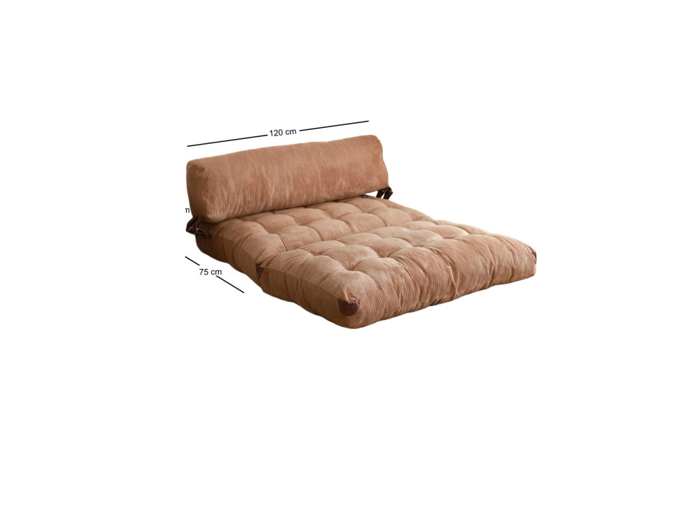 Fold" 2 zits stoffen slaapbank - 120 x 75 x 79 cm - Bruin